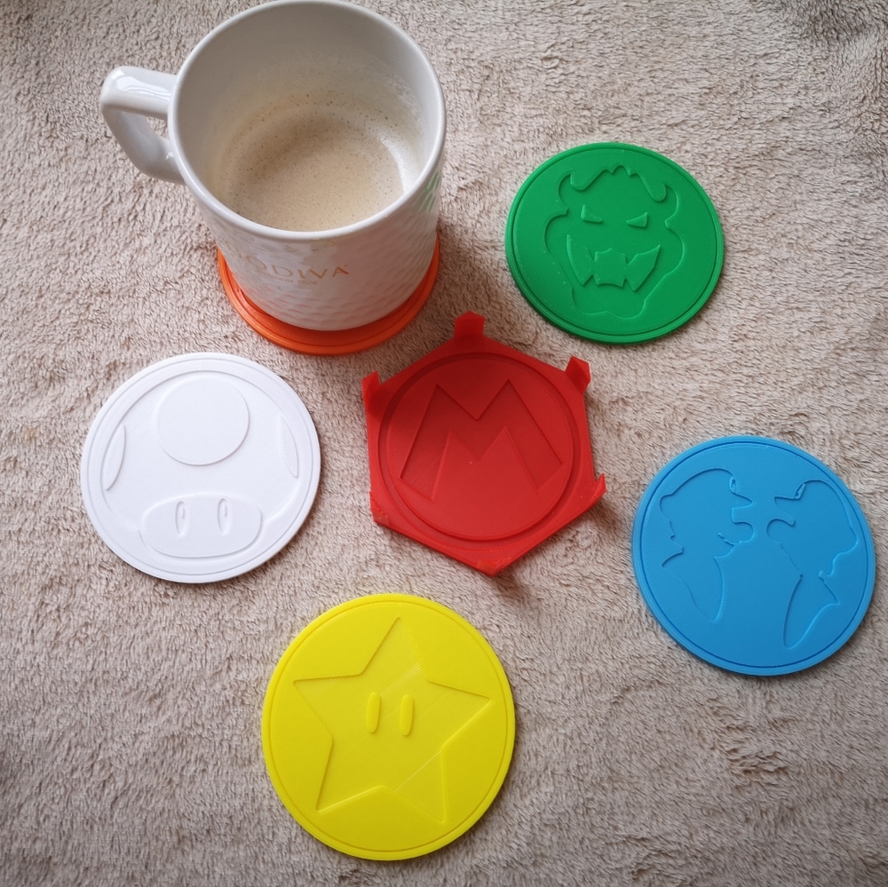 Custom Made! Super Mario Coaster Set + Holder